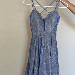 Elegant Blue Glitter Dress